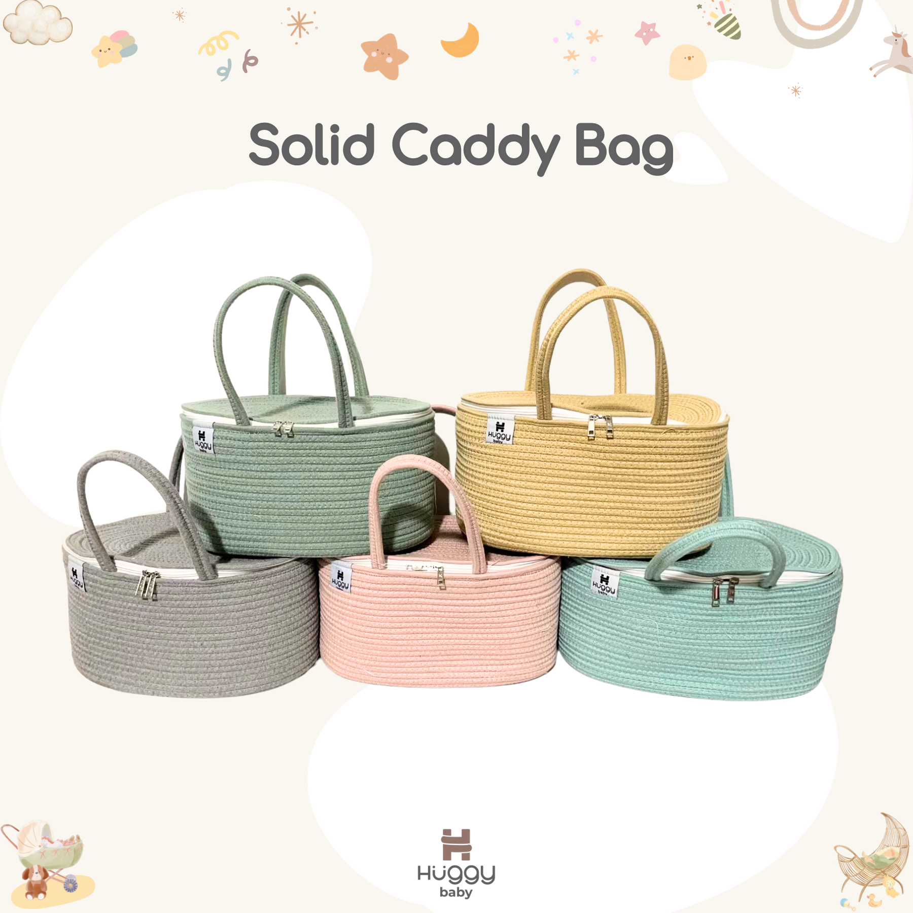 Huggy Baby BAG01S SOLID Caddy Bag | Tas Diaper Bag Organizer Bayi - Image 5