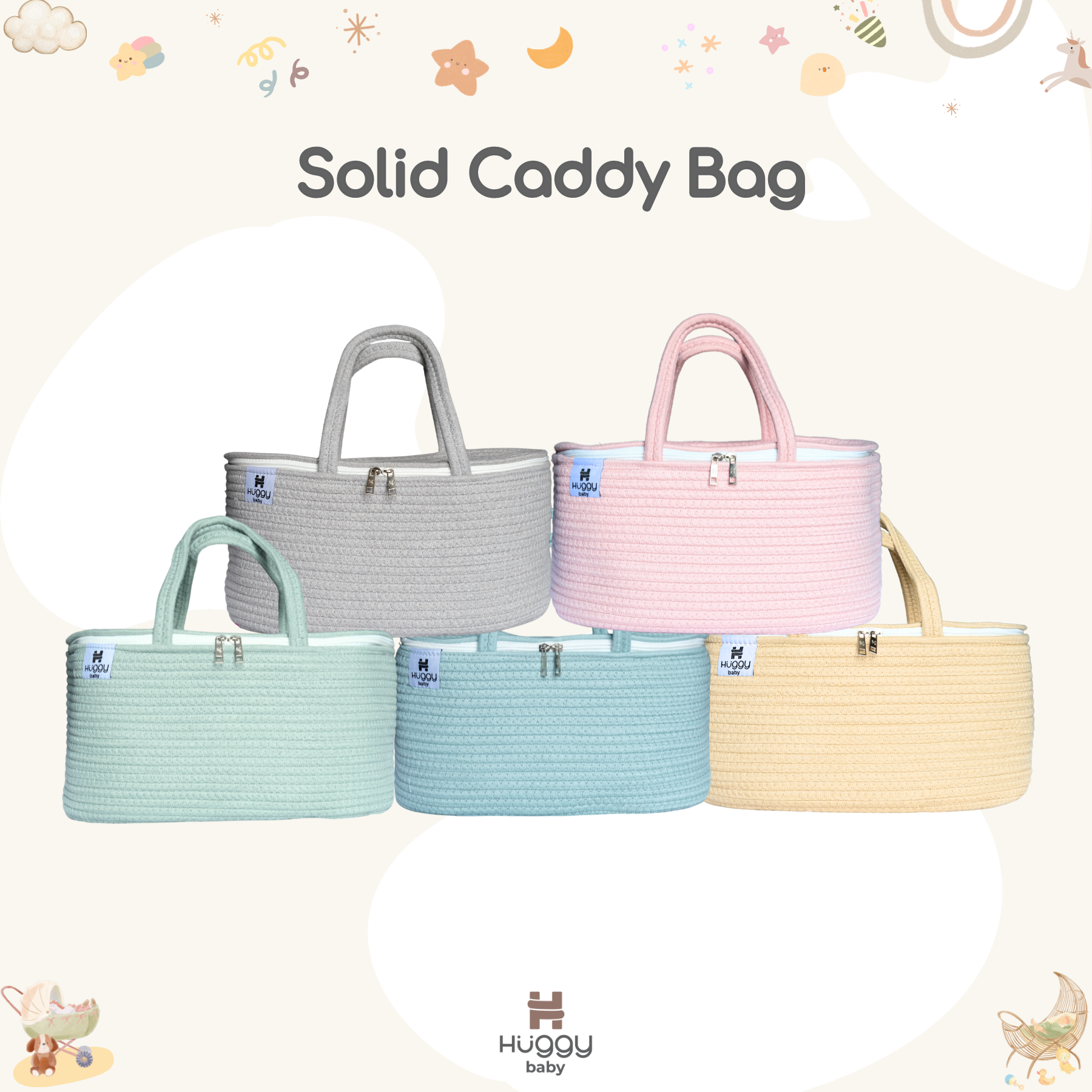 Huggy Baby BAG01S SOLID Caddy Bag | Tas Diaper Bag Organizer Bayi - Image 6