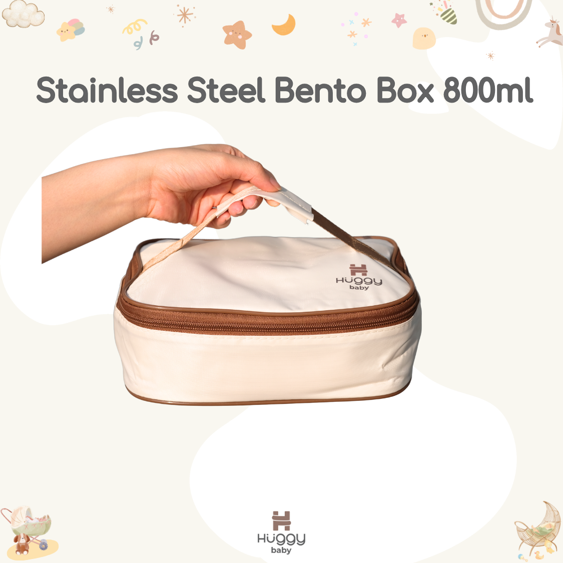 Huggy Baby KM06 Stainless Steel Bento Box 800ml | Kotak Makan Anti Tumpah - Image 6