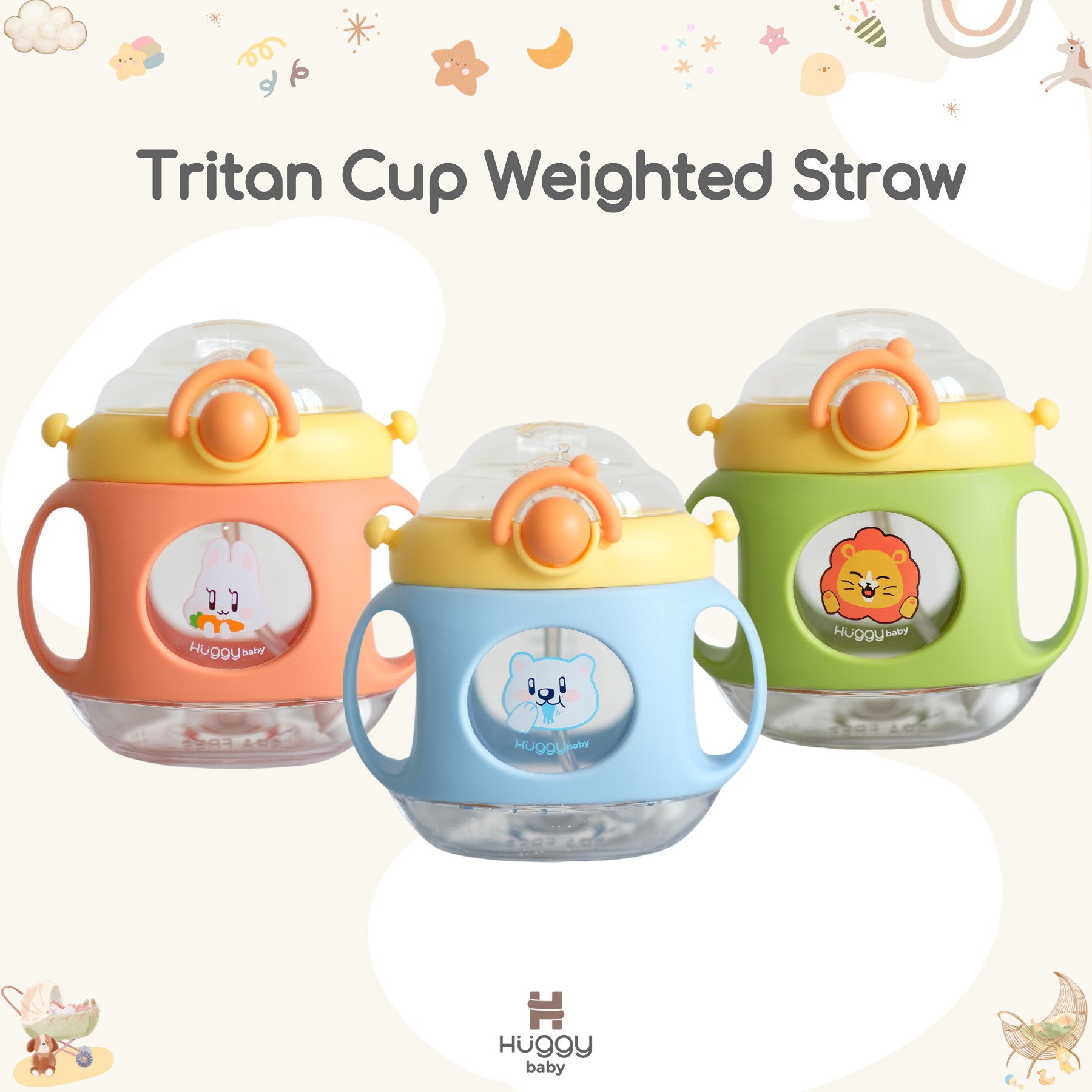 Huggy Baby WB01 Tritan Cup Weighted Bottle | Botol Minum Anak Pemberat - Image 9