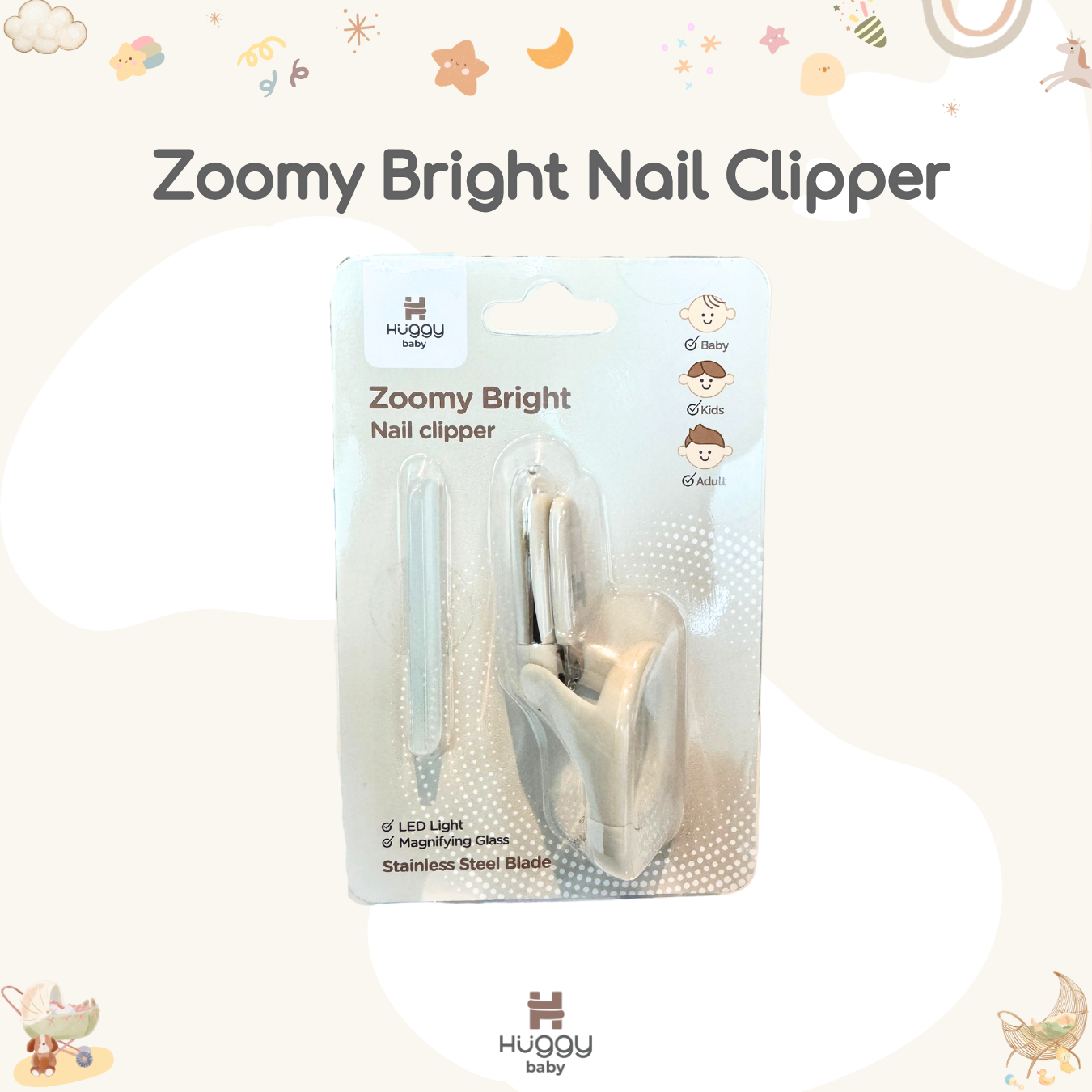 Huggy Baby GK003 Zoomy Bright Nail Clipper | Gunting Kuku LED Kaca Pembesar - Image 7
