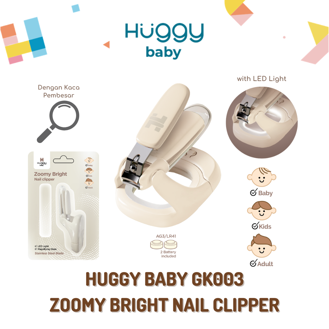 Huggy Baby GK003 Zoomy Bright Nail Clipper | Gunting Kuku LED Kaca Pembesar