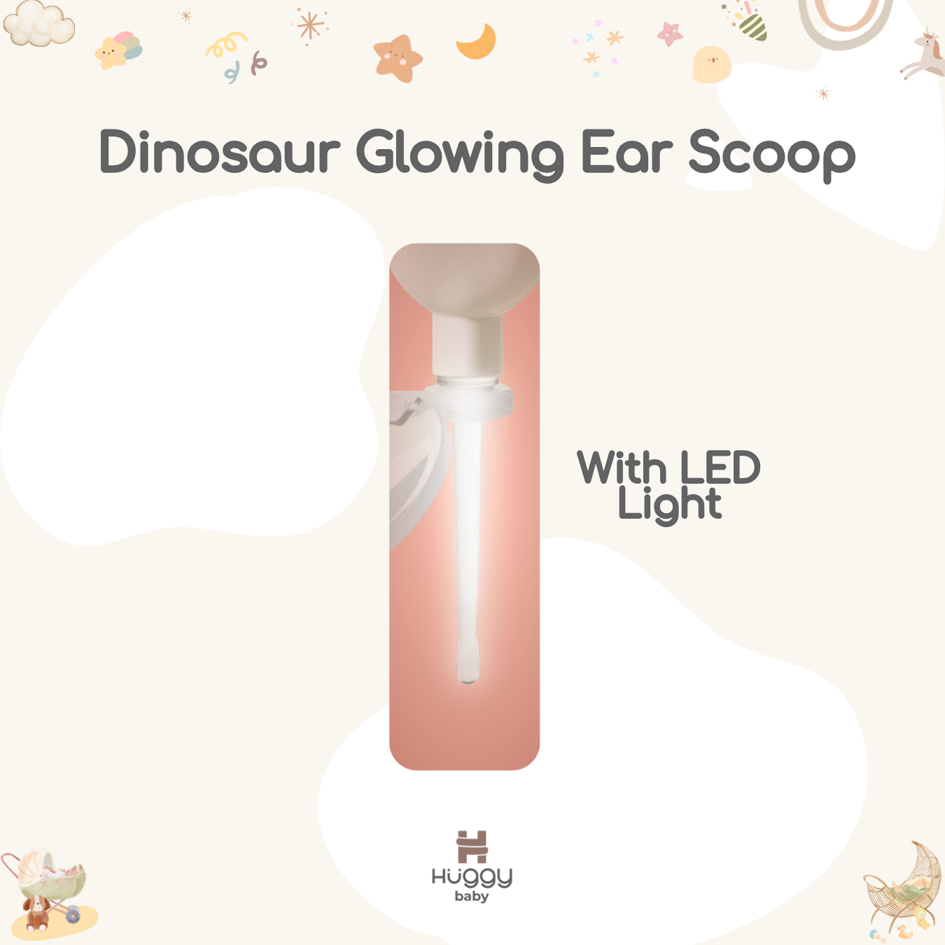 Huggy Baby ES01 Dinosaur Glowing Ear Scoop | Alat Korek Telinga LED Kaca Pembesar - Image 5