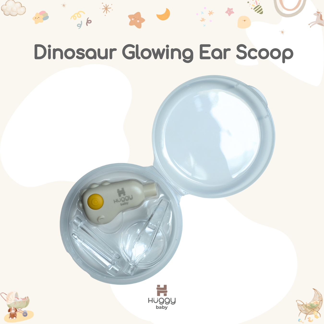 Huggy Baby ES01 Dinosaur Glowing Ear Scoop | Alat Korek Telinga LED Kaca Pembesar - Image 3
