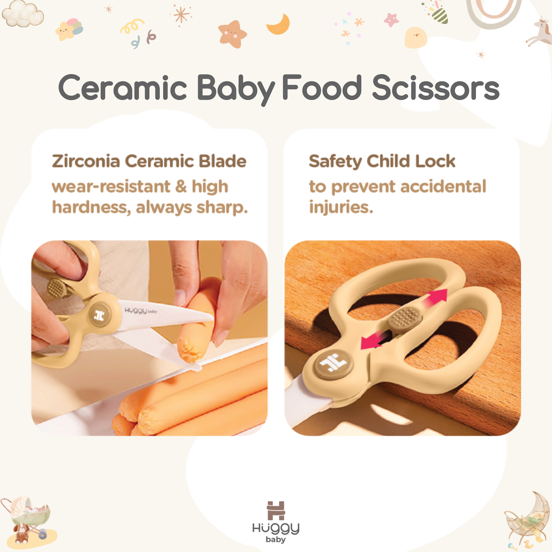 Huggy Baby CC01 Ceramic Baby Food Scissors | Gunting Makanan Anak Keramik - Image 4