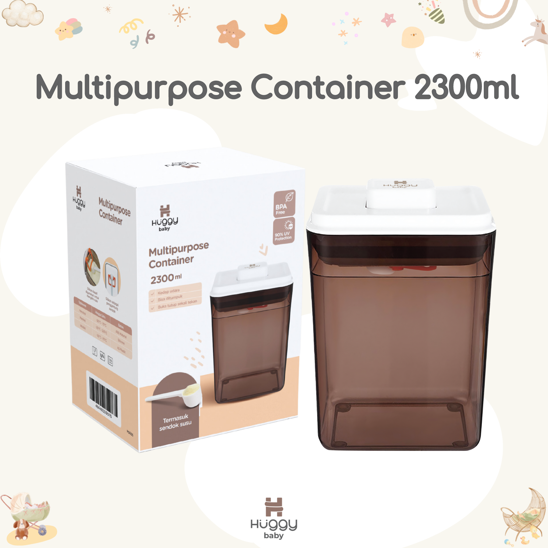 Huggy Baby MS005 Multipurpose Container 2300ml | Kotak Susu Wadah Makanan Serbaguna - Image 4