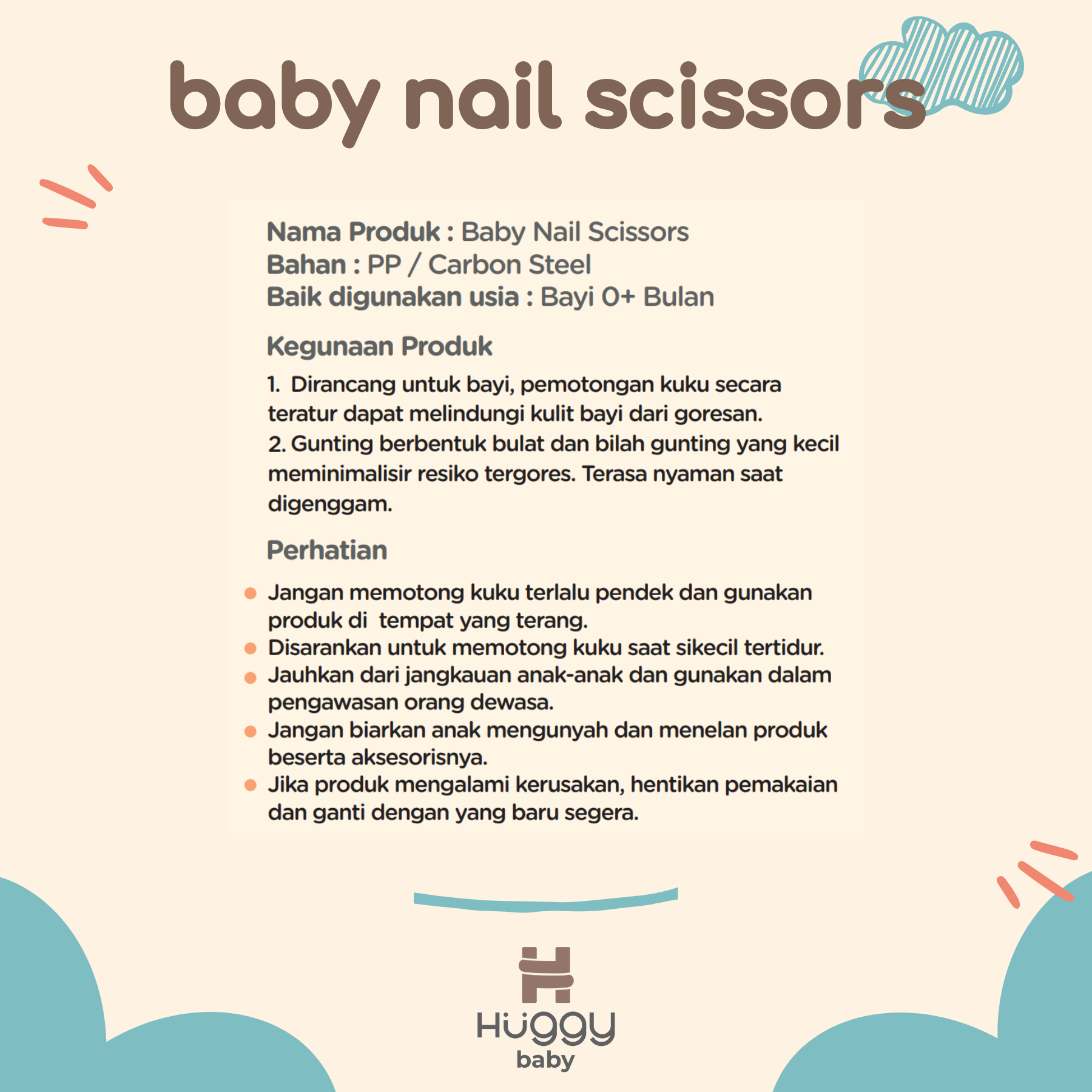 Huggy Baby GK002 Baby Safety Nail Scissors - Image 2