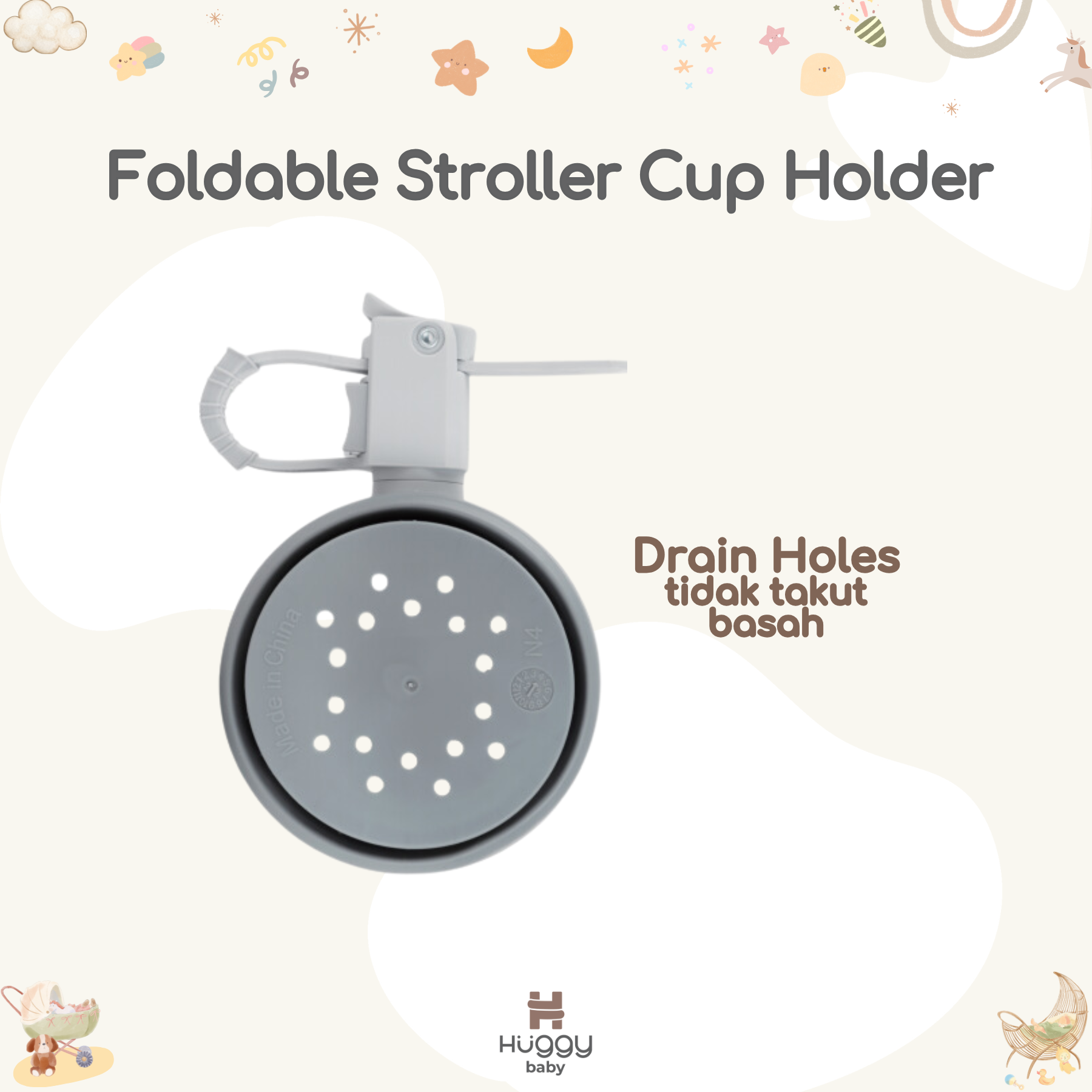 Huggy Baby ACC007 Foldable Stroller Cup Holder | Tempat Botol Minum - Image 3