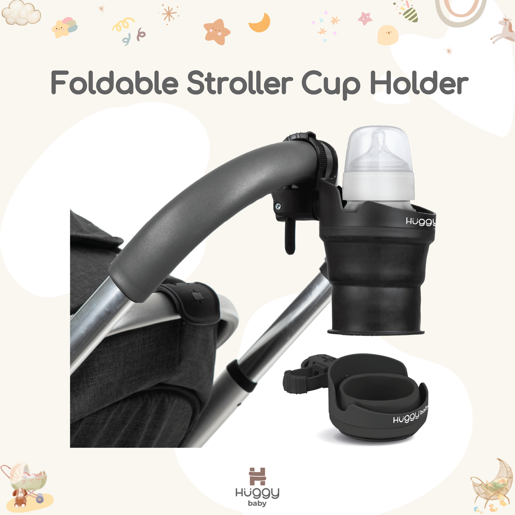 Huggy Baby ACC007 Foldable Stroller Cup Holder | Tempat Botol Minum - Image 6