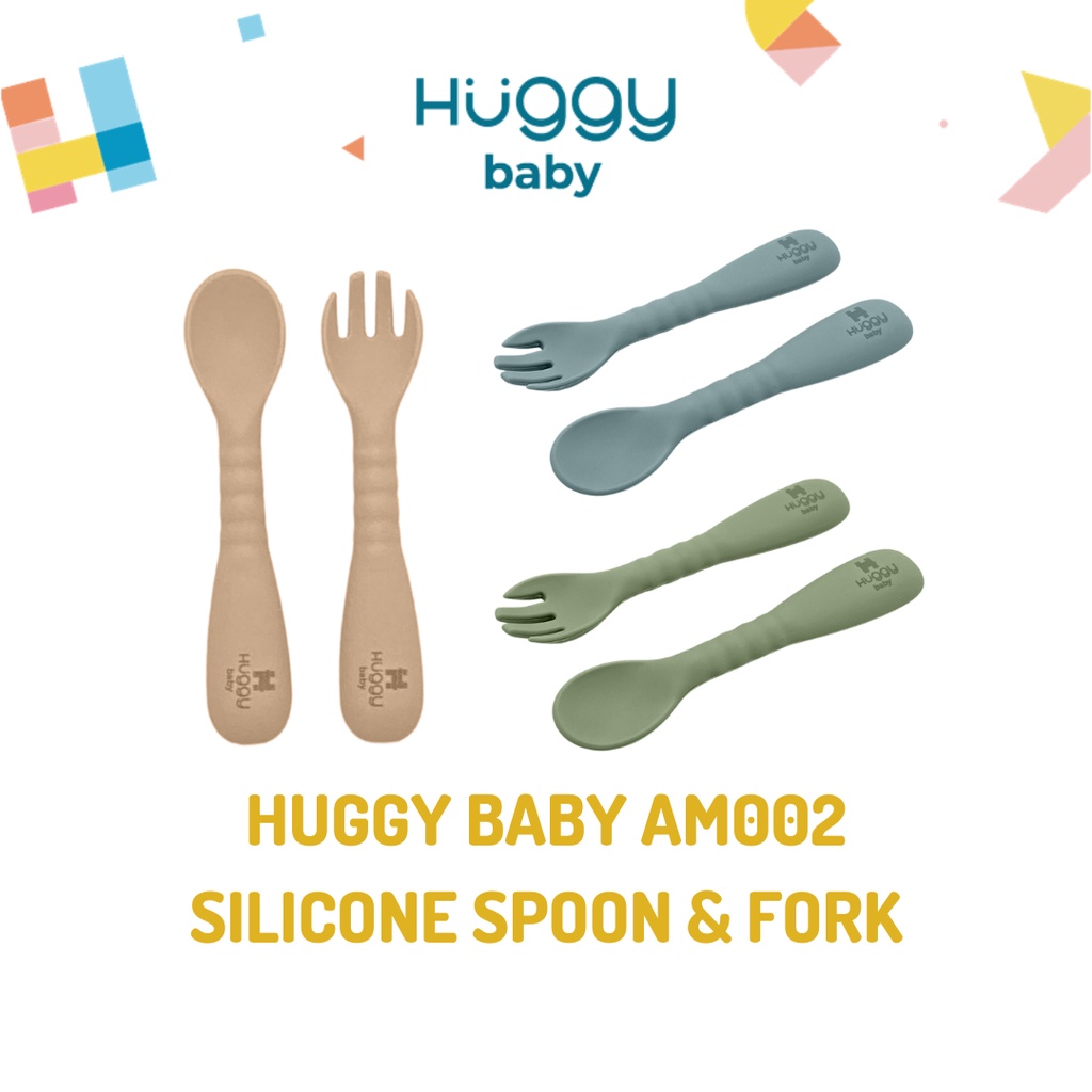 Huggy Baby AM002 Silicone Spoon & Fork | Sendok Garpu Silikon - Image 5