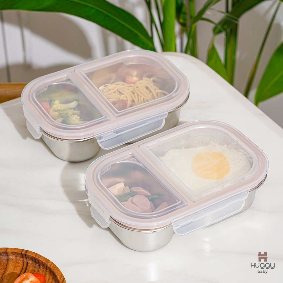 Huggy Baby KM08 NoMixie Lunch Box 800ml | Kotak Makan Stainless Steel Anti Campur - Image 2