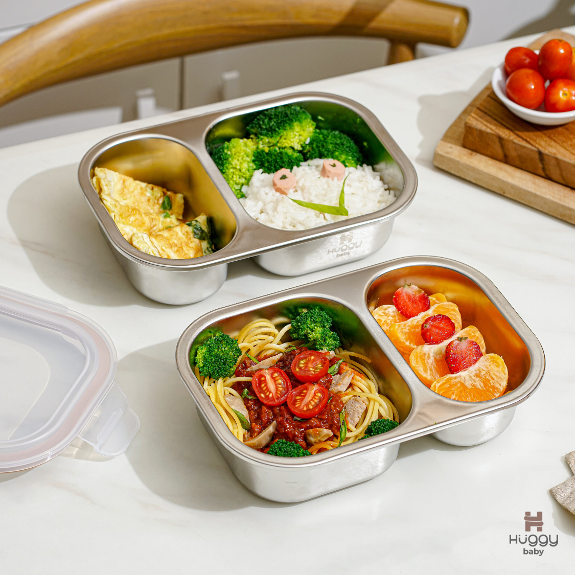 Huggy Baby KM08 NoMixie Lunch Box 800ml | Kotak Makan Stainless Steel Anti Campur - Image 3