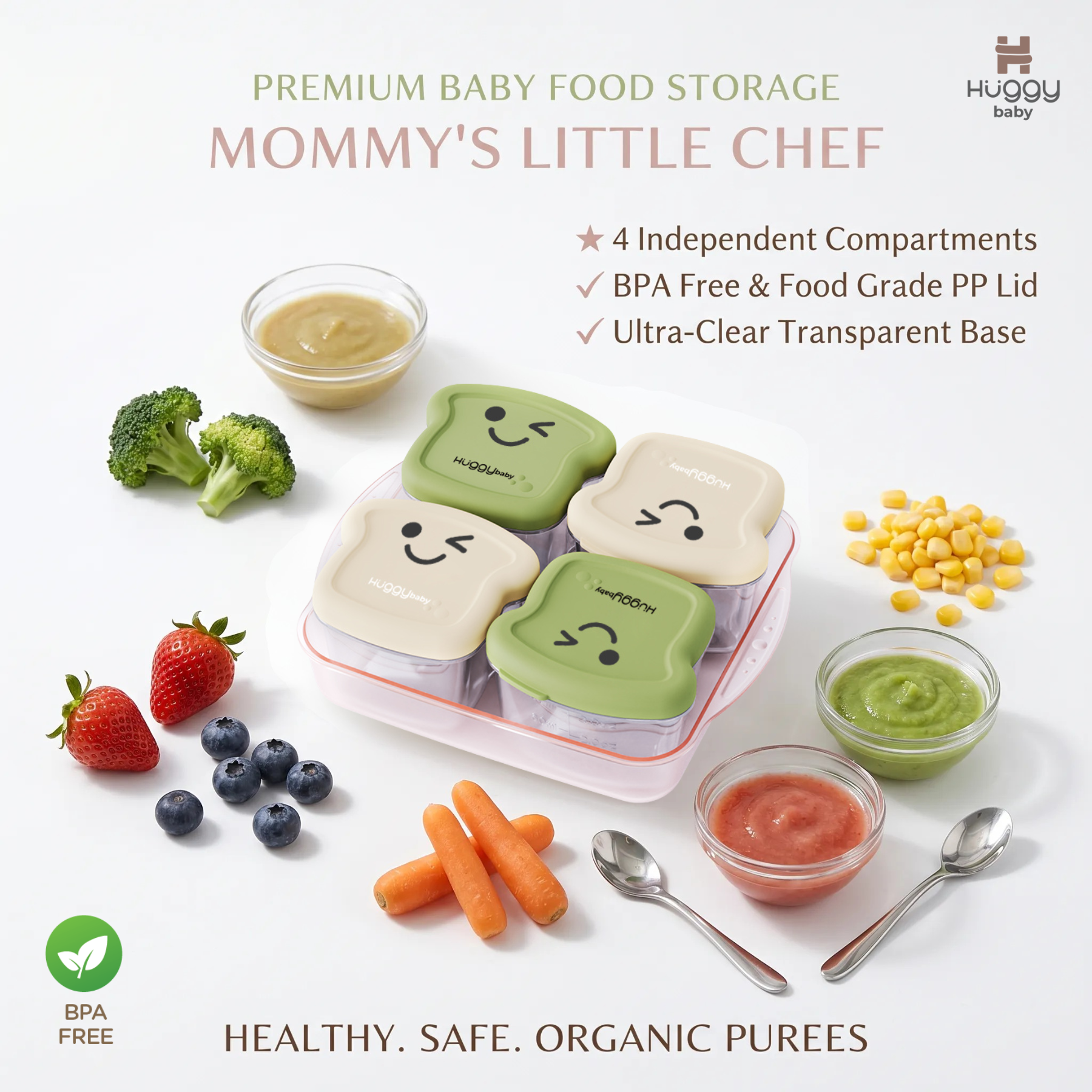 Huggy Baby WM003 Toast Baby Food Storage | Wadah Kotak Penyimpanan MPASI