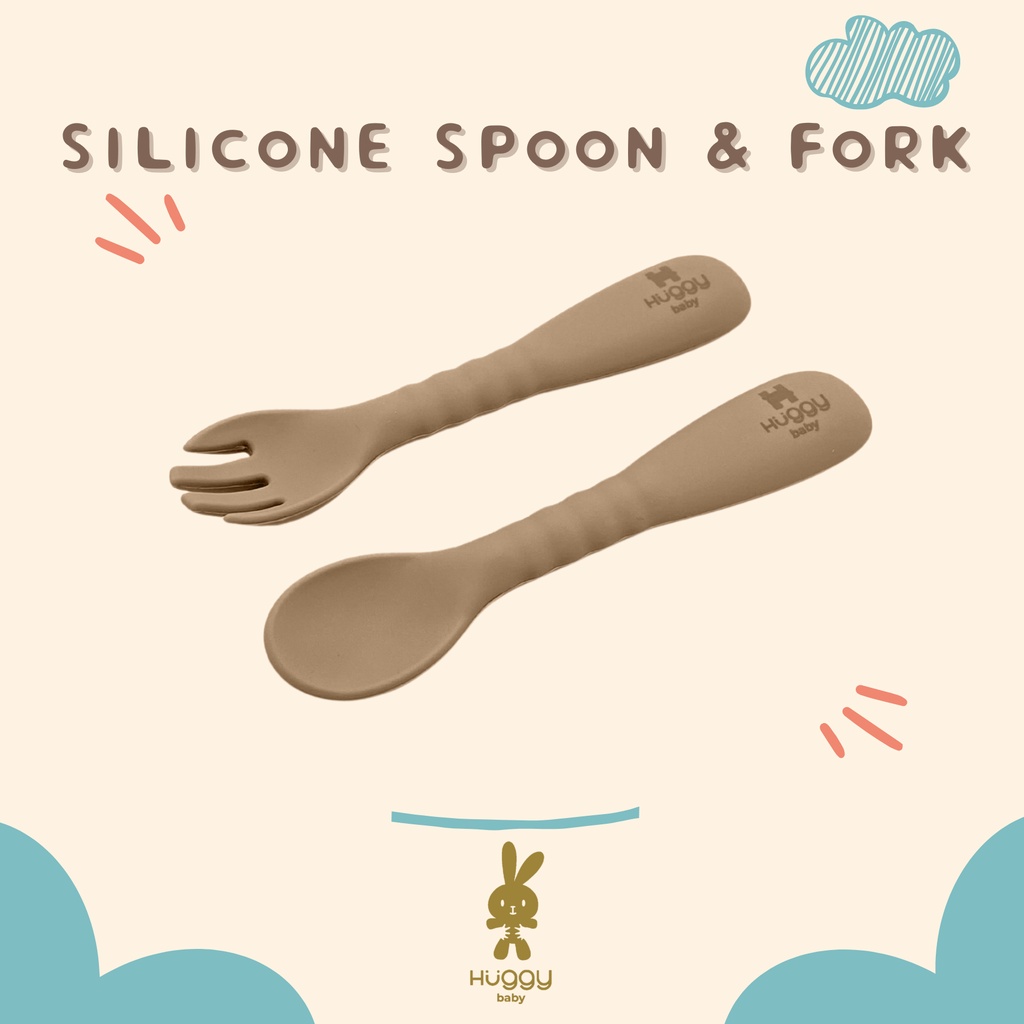 Huggy Baby AM002 Silicone Spoon & Fork | Sendok Garpu Silikon - Image 4