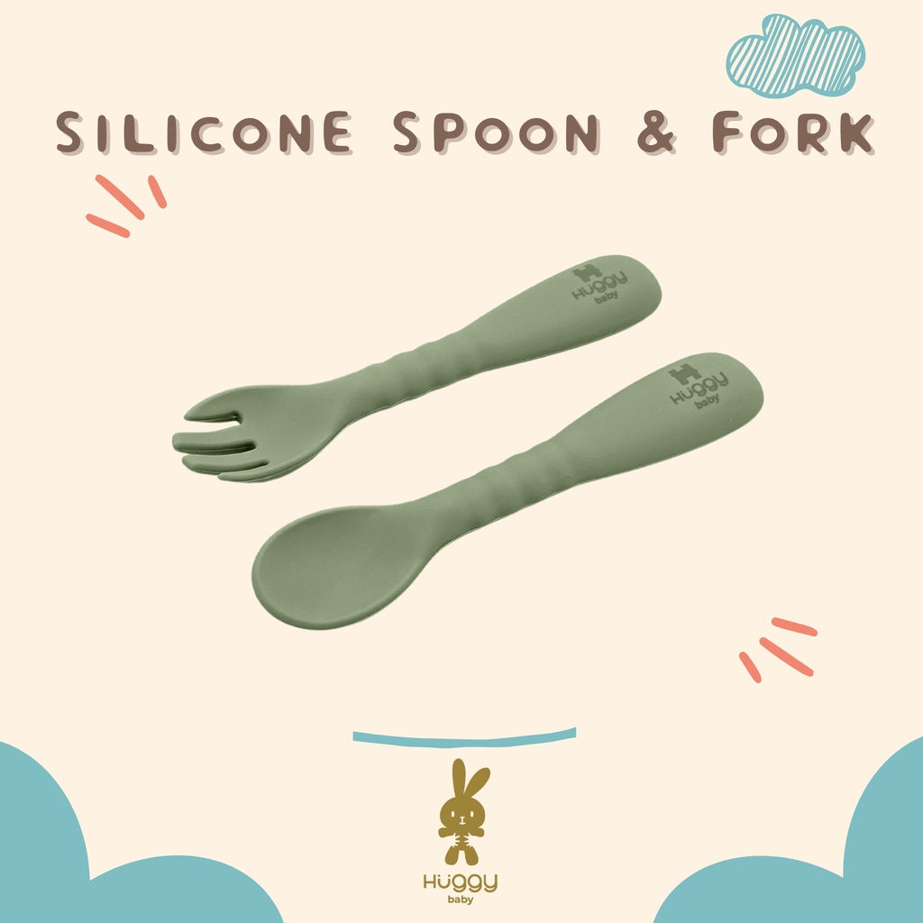 Huggy Baby AM002 Silicone Spoon & Fork | Sendok Garpu Silikon - Image 3
