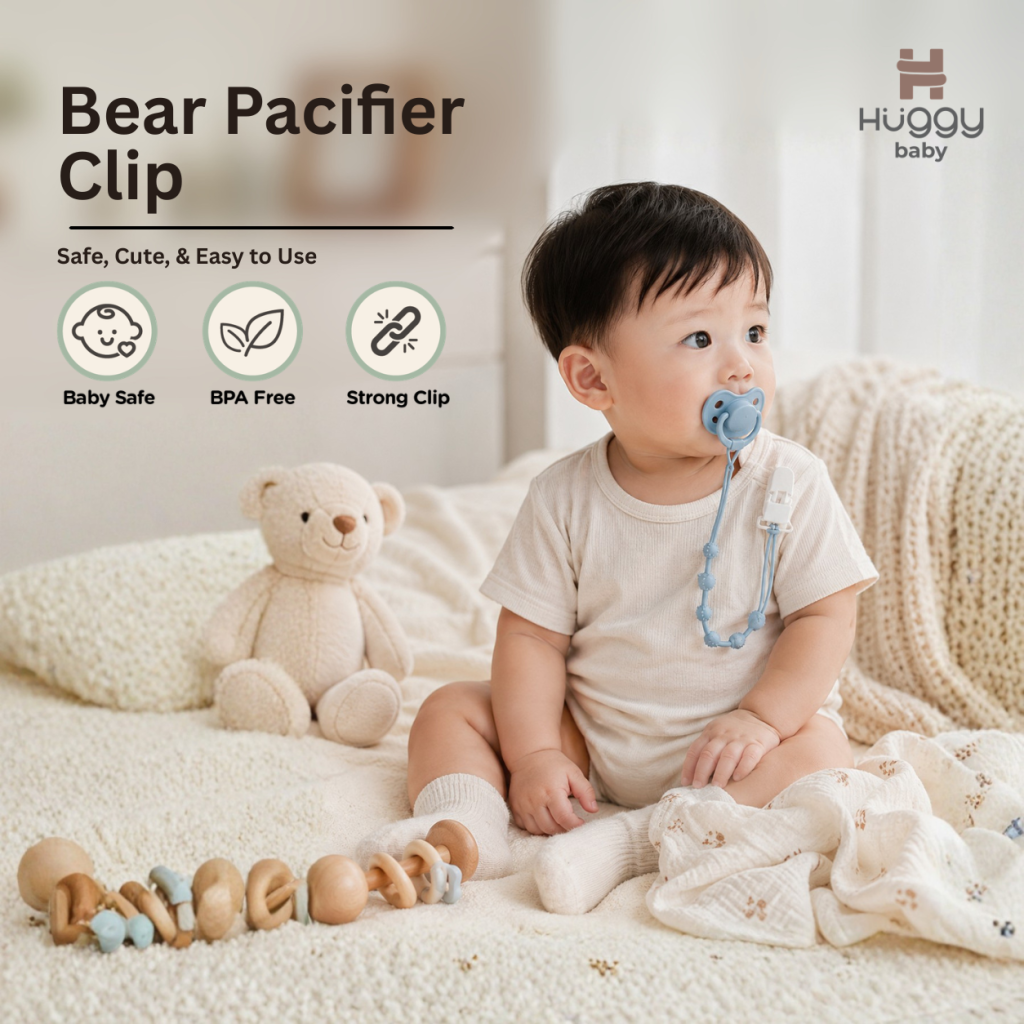 Huggy Baby PC01 Bear Pacifier Clip | Tali Empeng Dot Silikon