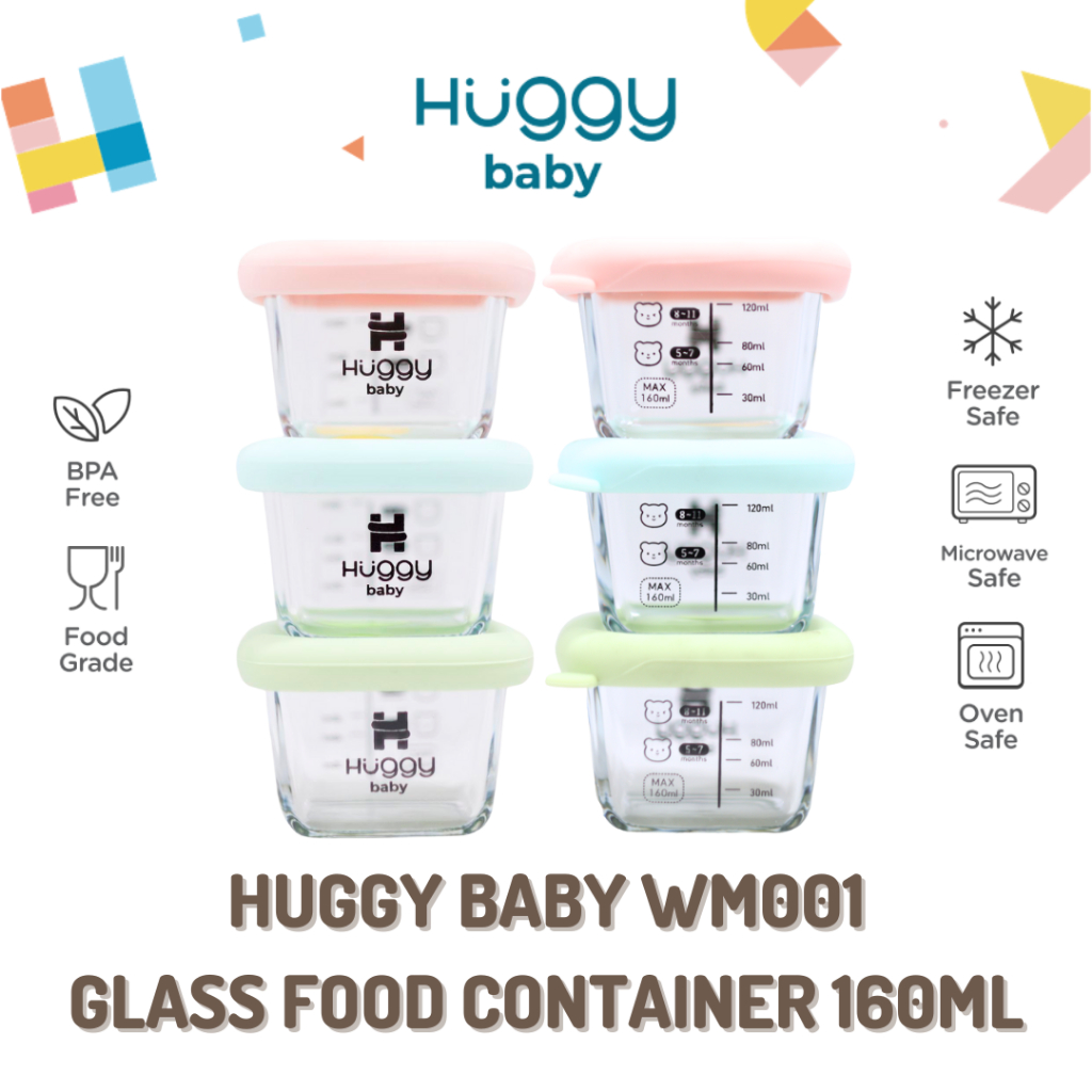Huggy Baby WM001 Glass Food Container | Wadah Kaca Makanan Anak