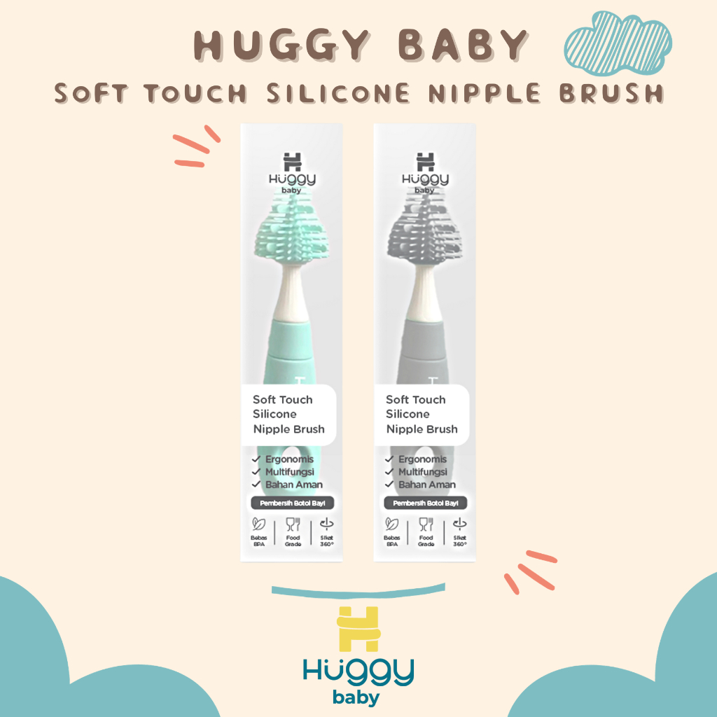 Huggy Baby BR005 Soft Touch Silicone NIPPLE Brush | Sikat Pembersih Dot Bayi - Image 2