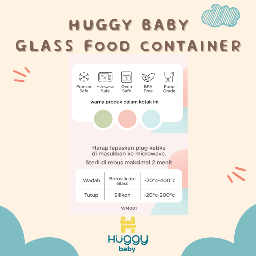 Huggy Baby WM001 Glass Food Container | Wadah Kaca Makanan Anak - Image 5